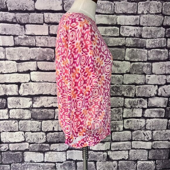 Chico's Multicolored 3/4 Sleeve Lightweight Pullover Sweater Size M - Picture 7 of 8